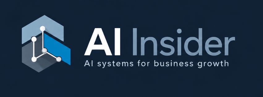 AI Insider horizontal dark logo with AI systems for business growth tagline